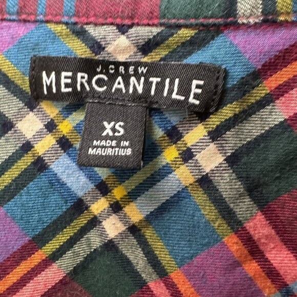 J Crew Mercantile Button Front Plaid Shirt Women XS Red Green Flannel - Picture 5 of 7